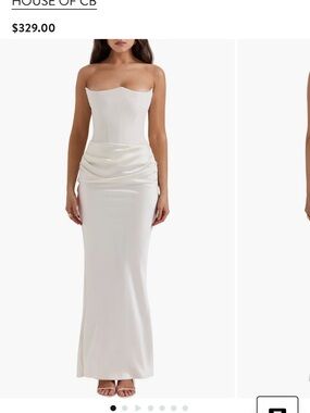 House of CB Ivory Strapless Satin Column Gown
